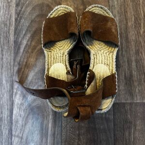 J. Crew Brown Suede Espadrille Wedge Sandals